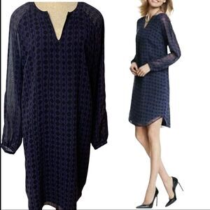 CAbi Style 3102 Harlequin Purple Black Diamond Print Shift Tunic Shirt Dress Med